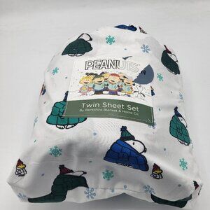 Berkshire Peanuts Christmas Winter Themed Twin Flat & Fitted Sheet No Pillowcase